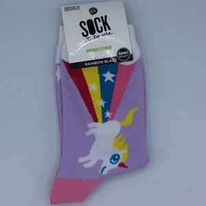 Sock It To Me Womens Crew Socks Rainbow Blast Size 5-10 Unicorn Farts Colorful - Picture 1 of 1