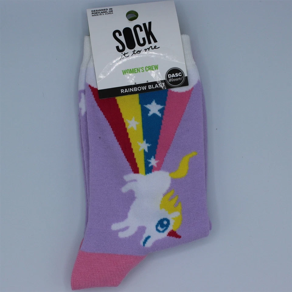 Sock It To Me Womens Crew Socks Rainbow Blast Size 5-10 Unicorn Farts Colorful - Image 1 of 1