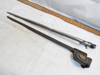 Antigua bayoneta y funda espada rifle recreación militar M1873 de la era de la Guerra Civil de Estados Unidos Foto 1 de 4