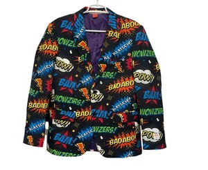 Blazer Opposuits Badaboom Estampado de Cómic Para Hombre Negro Colorido Diseño Gráfico Talla 38 - Imagen 1 de 7