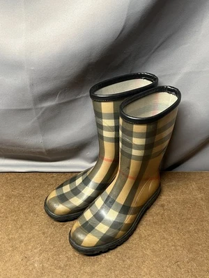Botas de lluvia Burberry Nova Check beige media pantorrilla impermeables para mujer EU 36 US 5.5 Foto 1 de 4