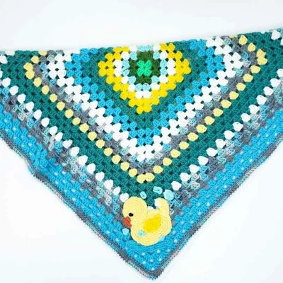 Cobertor de bebê de crochê feito à mão borracha azul pato 30x32 meninos meninas unissex - Imagem 1 de 4