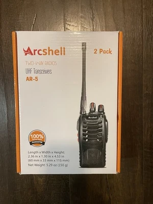 Set of Arcshell AR-5 Two-Way Walkie Talkies with Charger and Earpieces - 2 Pack - Image 1 of 3