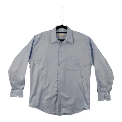 Pronto Uomo Shirt Mens 16.5 34/35 Blue Non-Iron Button French Cuff Work Business - Image 1 of 4