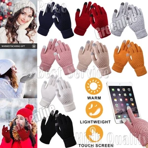Winter Knit Gloves Touchscreen Warm Thermal Windproof Mittens Full Finger Unisex - Bild 1 von 25