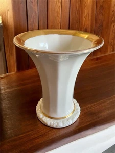 Antique Rosenthal Germany Creamy White fluted Gilt Porcelain Flower Vase 1920s - Picture 1 of 4
