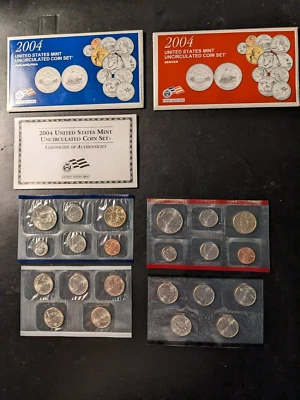 2004 U. S. Mint Uncirculated Coin Set - 22 BU 2004-P&D coins inc state quarters - Image 1 of 4