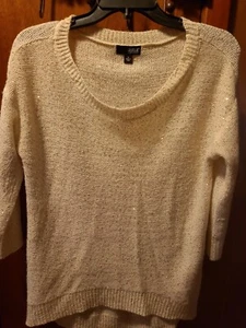 Woman Sweater Ivory w Gold Color Flakes Size medium - Picture 1 of 3