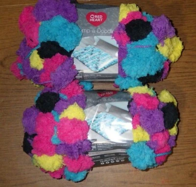 Lot of 2 Skeins, Red Heart Pomp-a-Doodle Yarn, 3.5oz, 14yds, #9753 Party Mix  - Image 1 of 3
