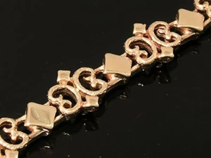 B012- Genuine Solid 9K Rose Gold ORNATE Victorian Scroll link Bracelet 18.5cm - Picture 1 of 3