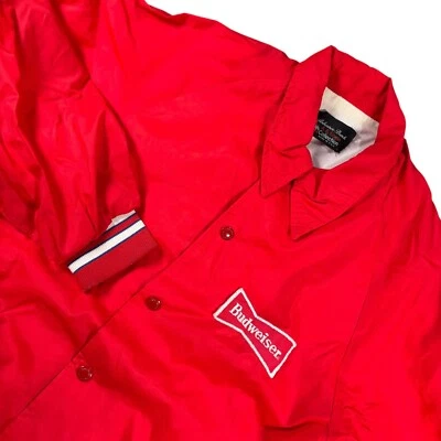 Chaqueta cortavientos roja vintage Budweiser Anheuser Bush A & Eagle para hombre talla M ¡Rara! Foto 1 de 4