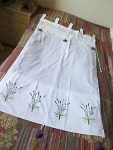 Raff-Rollo Gardine Heine Baumwolle Stick-Lavendel 3D-Herzen Weiß Lila Grün NEU - Bild 1 von 6