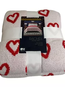 Rachel Roy Red Heart Reversible Knit Blanket QUEEN 90x90 Valentines Day NEW - Picture 1 of 5