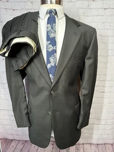 STAFFORD Mens Green Wool CLASSIC FIT Pleated 2 Pc Suit 44R Jacket 39x30 Pant - Picture 1 of 13