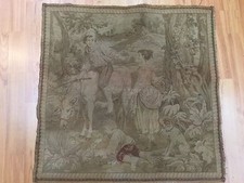 2'1" x 2'1" French Tapestry - Children in the Forest - 1960s - Hand Made