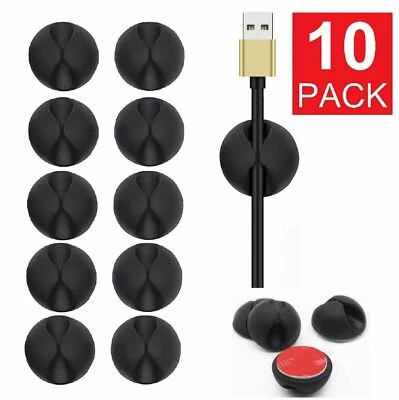10 Pcs Cable Clip Grip Desk Wall Organizer Wire Cord Type USB Charger Holder - Image 1 of 4