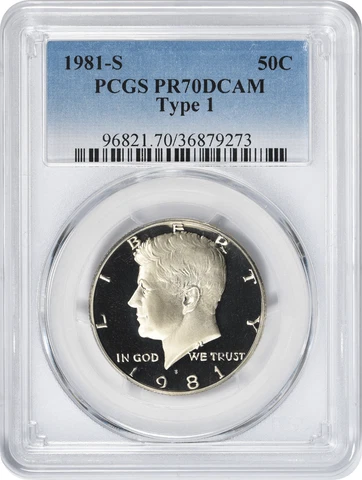 1981-S Type 1 Kennedy Half PR70DCAM PCGS Proof 70 Deep Cameo Cover