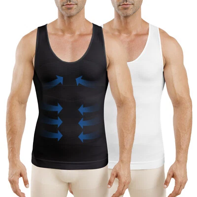 2X Männer Body Shaper Schlankheits-Bauch-Weste Kompression Tank Top Ärmelloser - Bild 1 von 4