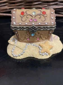 Resin Treasure Chest Trinket Box With Decorative Tiny Key. - Picture 1 of 8