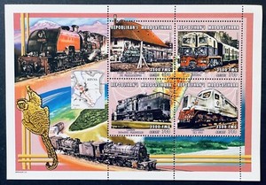 MADAGASCAR TRAINS STAMPS SHEET MNH 2000 RAILROAD STEAM LOCOMOTIVE RAILWAYS 1516