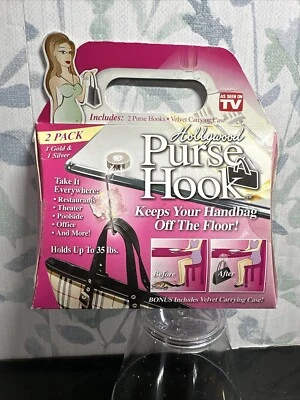 Hollywood сумочки крюк 2 упаковки золото серебро бархата чехол для переноски как видели по телевизору - Изображение 1 из 2