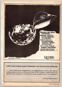 1981 PRINT Illustration R Cobb UFO Space Men Mother Earth News - Picture 1 of 1