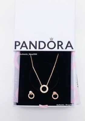 Juego de regalo collar pendiente círculo pavé brillante Pandora 100 % auténtico B801637 Foto 1 de 4