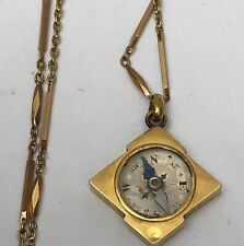 Vintage European 18k Yellow Compass Pendant Charm and Chain 15'' & 4.2g