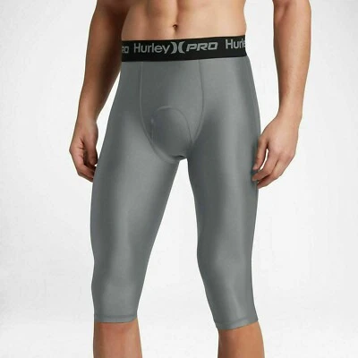 Hurley Pro 23” Compression Surf Tights Shorts Grey Mens Size S 50+ UPF JJF - Image 1 of 4