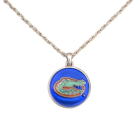 Florida Gators Translucent Enamel Blue Silver Charm Necklace Jewelry Licensed Cover