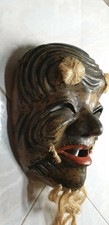 ANTICA RARA MASCHERA GIAPPONESE IN LEGNO E CARTONE PERSONAGGIO DEL TEATRO NOH