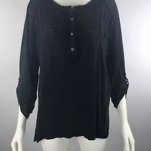 WE THE FREE People schwarz Used-Look Grunge Oversize Riegelärmel hoher Schlitz Top S - Bild 1 von 9