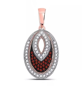 0.20 Cttw Diamond Red Pendant Oval Shape Charm 10k Rose Gold - Picture 1 of 3