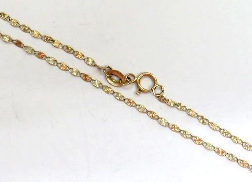 L@@K Bellissima Collana CATENA Valentino in vero ORO 14K multicolore lunga 20 75"