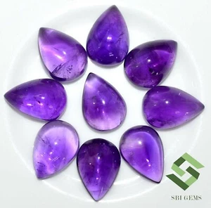 Cabujón pera amatista natural 14x10 mm 51,70 CTS lote 10 piezas piedras preciosas sin tratar - Imagen 1 de 6