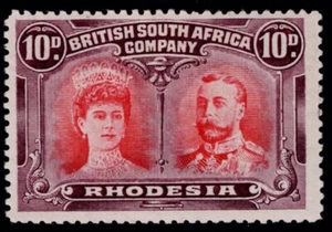 1910 Rhodesien Doppelkopf 10d SG 149 Var Armaturenbrett über R lange Gash 1 VF MM - Bild 1 von 2