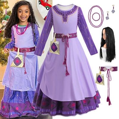 Wish Asha Princess Costume Girls Kids Fancy Dress up Cosplay Party Outfits Gift - Image 1 of 4