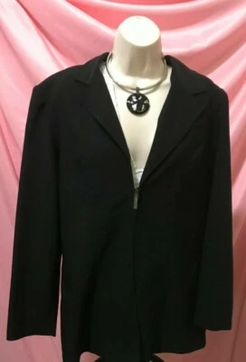 FASHION BUG -Women's - Size (Lg) Classy Black Blazer with Zip Front Dressy Work - Image 1 of 4
