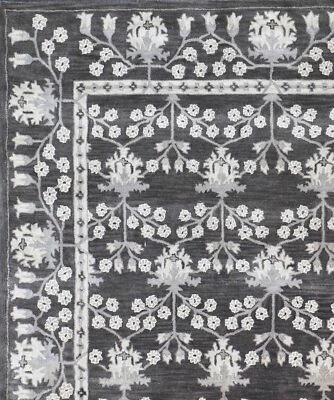 Hand Tufted Charcoal Traditional Oriental Style Handmade 100% Wool Area Rug - Image 1 of 4