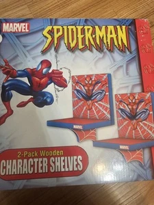 Spiderman 2 Pack Wooden Character Shelves Marvel Childrens Kids Bedroom - Picture 1 of 3