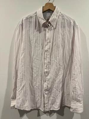 Мужская легкая рубашка Brunello Cucinelli на пуговицах в полоску (ПОДХОДИТ XL) розовая - Изображение 1 из 4