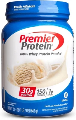 Premier Protein Powder, Vanilla Milkshake, 30G Protein, 1G Sugar, 100% Whey Prot - Image 1 of 4