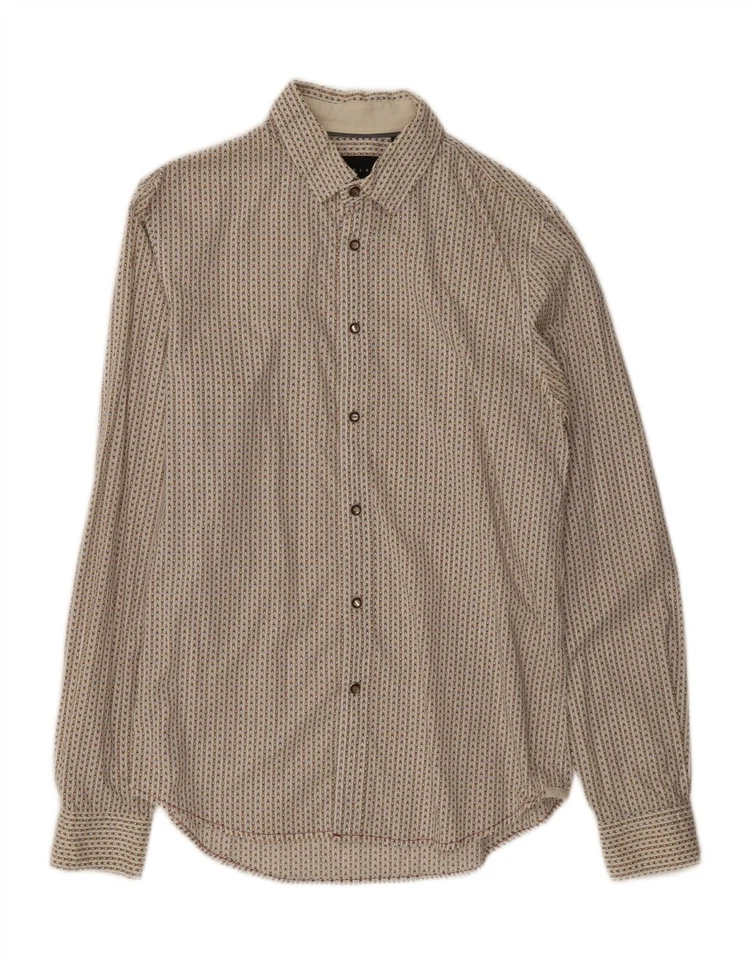 Camisa SISLEY Para Hombres Calce Ajustado Talla 39 15 1/2 Mediana Blanca Rayas Algodón FV15 Foto 1 de 3