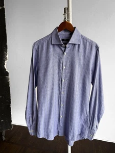 Hugo Boss Blue White Plaid Check Slim Fit Long Sleeve Dress Shirt 40, 15 3/4, M - Picture 1 of 6