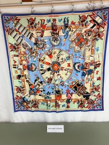 Hermes Carré 90 Vintage Kermit Oliver Kachinas, hellblau:JPN - Bild 1 von 16