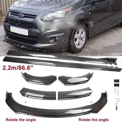 For Ford Transit Connect Front Bumper Lip Splitter Side Skirt Carbon Fiber Style - Image 1 of 4