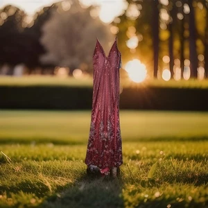 Dear Moon Pink Sequined Slit Long Formal Floral Hoco Prom Train V Neck  NWT 5 - Picture 1 of 6