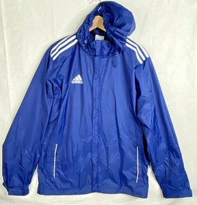Adidas Core 11 Hooded Rain Jacket Men’s MED Marine Blue Windbreaker Mesh Lined - Picture 1 of 16