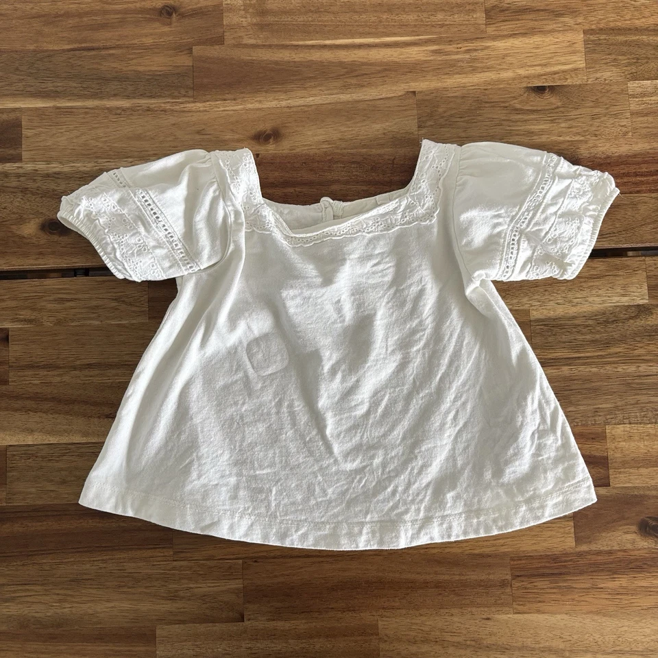 Mini Boden Ivory Blouse Top Girl SZ 2-3 Boho Peasant Cottagecore Coastal Resort - Image 1 of 4