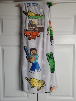 Minecraft  Soft Plush Throw Blanket 50" X 70" Character Pattern Grey 🟩🟥 New - Image 1 of 4
